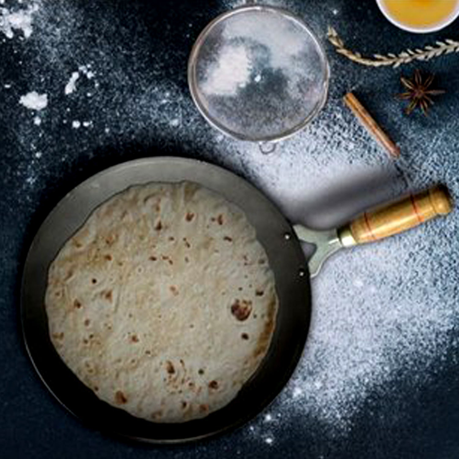 2692 Wooden Handle Roti Tawa used in all household and kitchen purposes for making rotis and parathas etc. freeshipping - DeoDap 2692 Wooden Handle Roti Tawa used in all household and kitchen purposes for making rotis and parathas etc. freeshipping - DeoDap